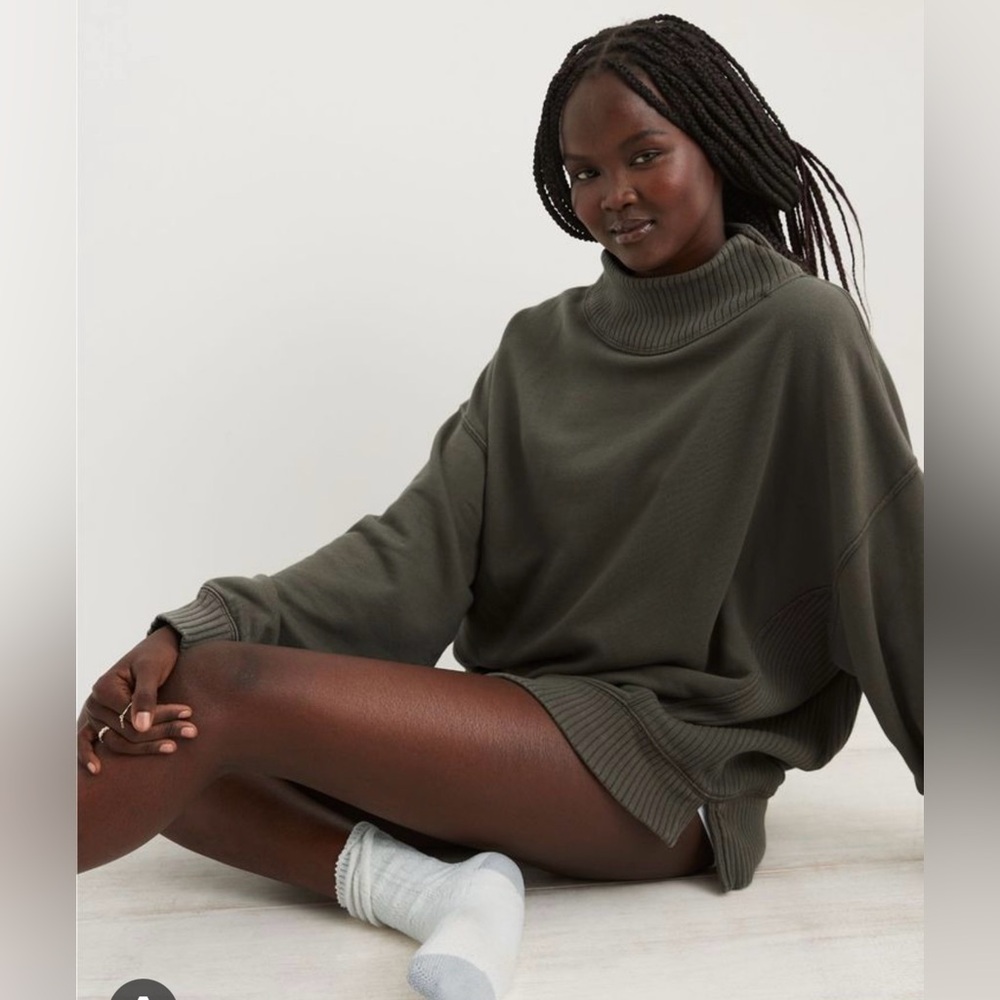 Aerie Olive Green Mockneck Sweatshirt
